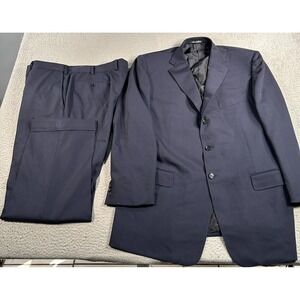 Pal Zileri Sport Coat Suit Men's 56 Blue Blazer 2 Pieces Suit‎ Jacket 3-Buttons